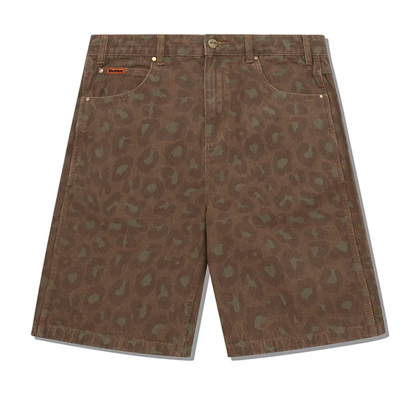 Butter Goods Leopard Denim Shorts - Rust