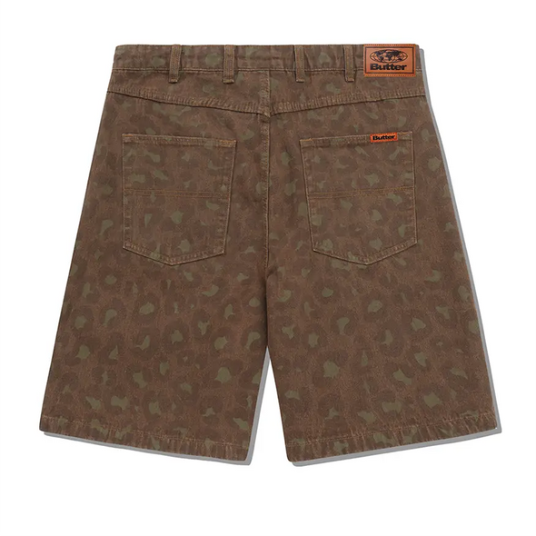 Butter Goods Leopard Denim Shorts - Rust