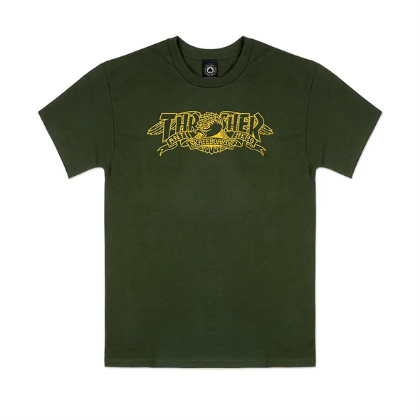 Thrasher Magazine x Anti Hero Mag Banner Tee Shirt - Forest Green