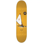 Magenta Skateboards Leo Valls Nautical Deck 8.0 with a yellow sailing graphic, pro model, unique veneer.