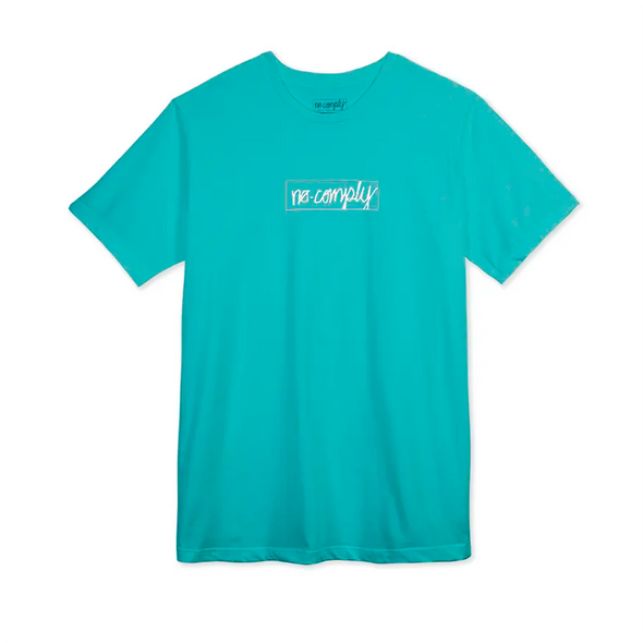 No-Comply Script Box Tee Shirt - Aqua