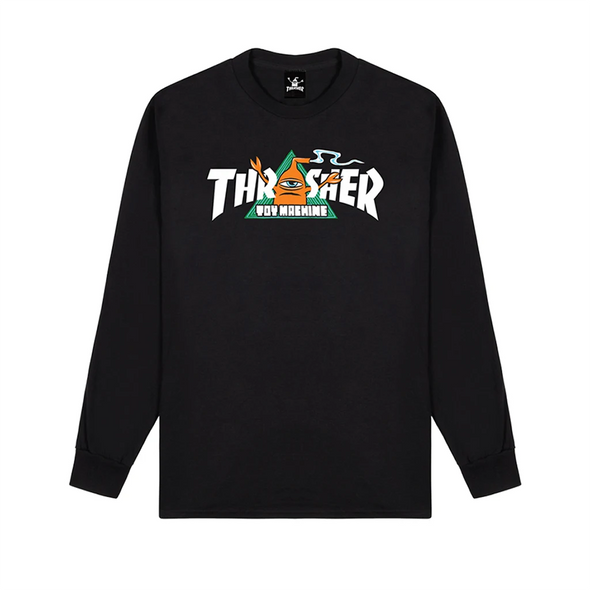 Thrasher Magazine x Toy Machine Vortex Longsleeve Tee Shirt - Black