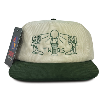 Towers Stairway Corduroy Snapback Hat- Cream Forest Green