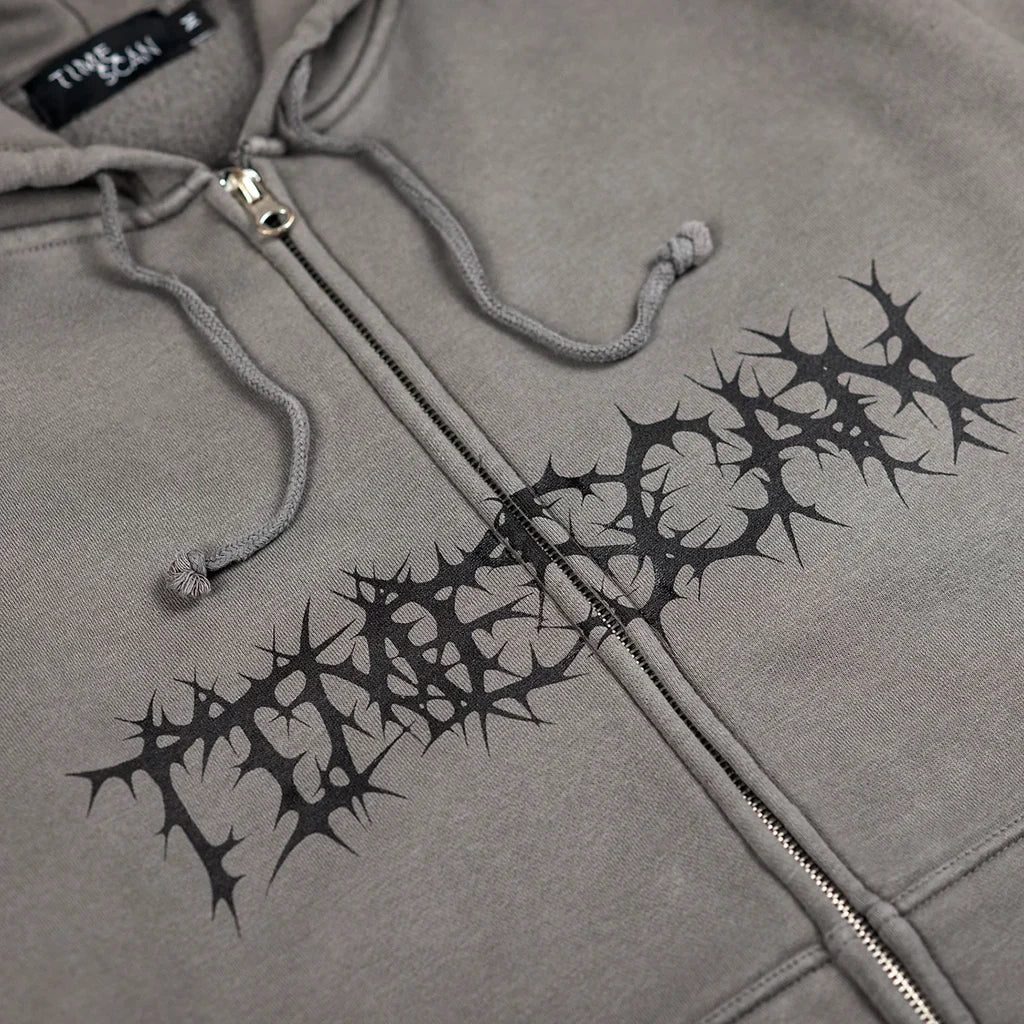 Time Scan Thorns Zip Up Hoodie - Black