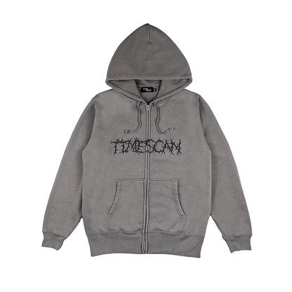 Time Scan Thorns Zip Up Hoodie - Black