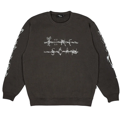 Time Scan Barbed Wire Crewneck - Black