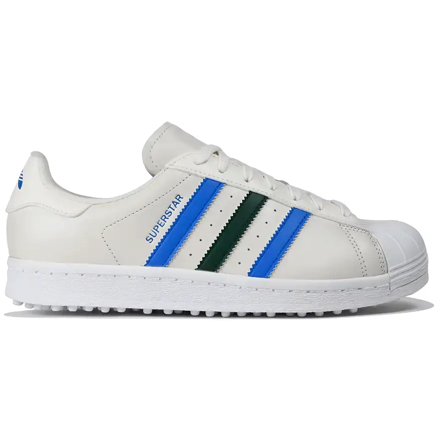 Adidas superstar white blue gold sales