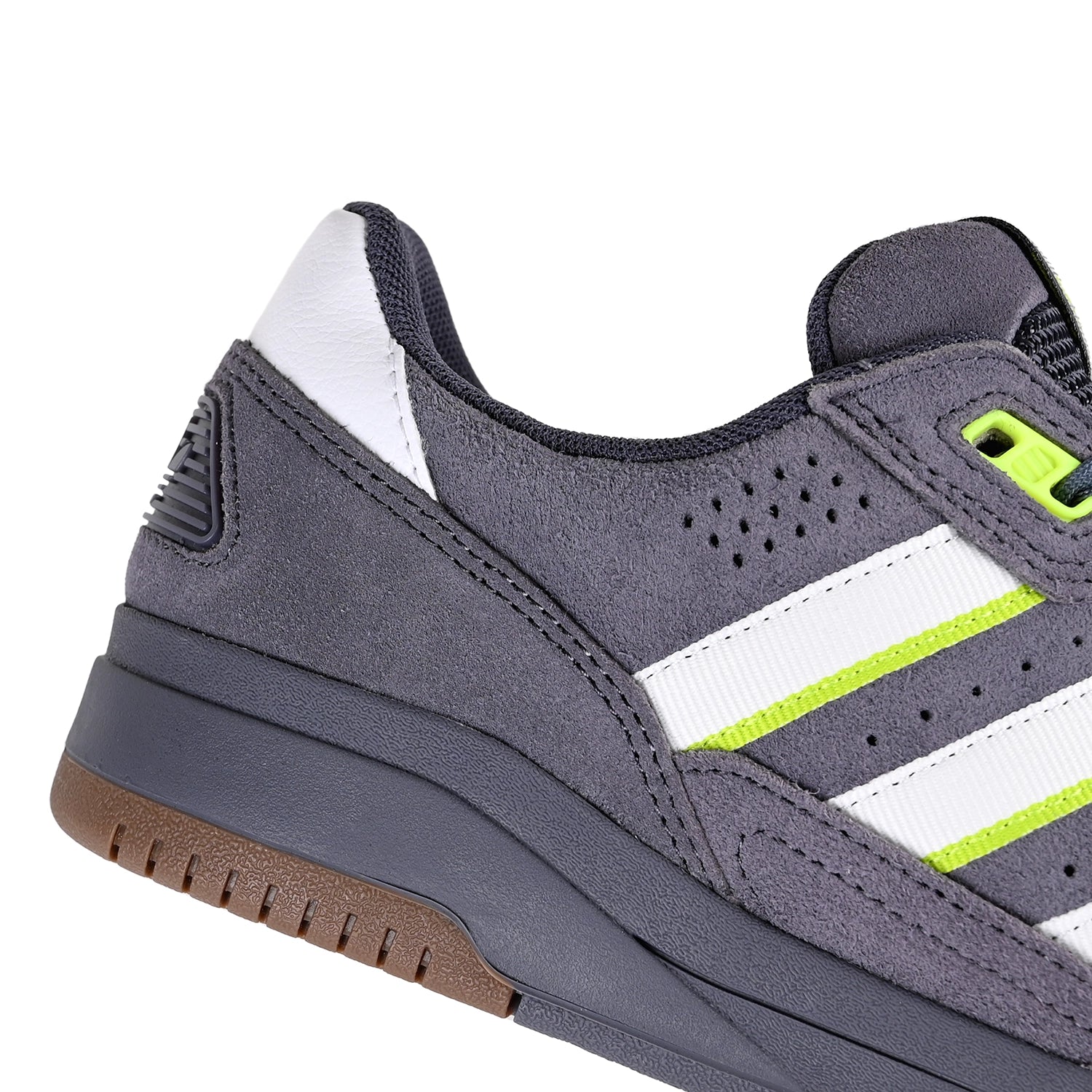 Close up of Aurora onix solar slime Adidas Skateboarding Tekkira Cup men's skateboard sneaker on white background