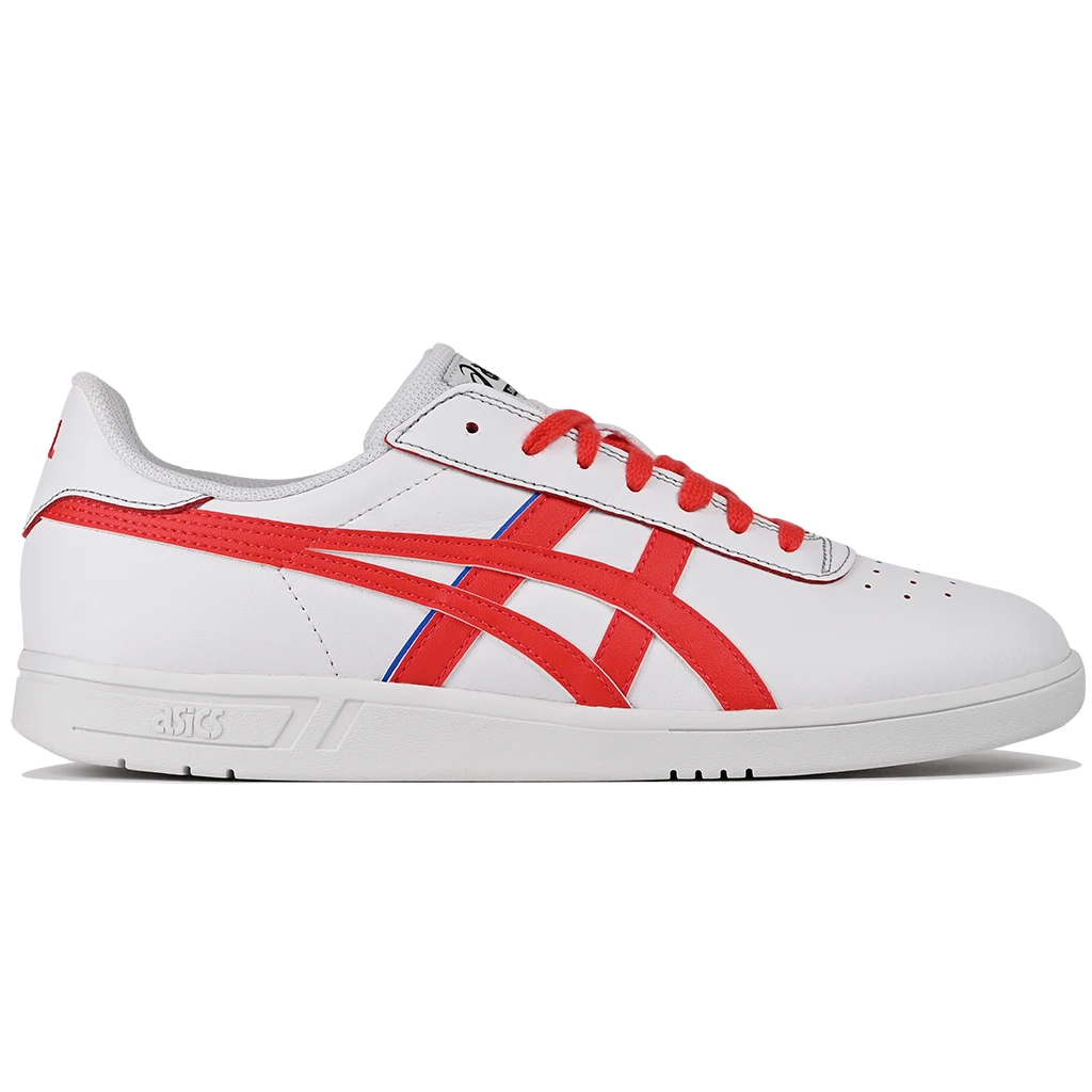 White and red Asics Skateboarding Gel-Vickka sneaker with a prominent brand logo on a white background