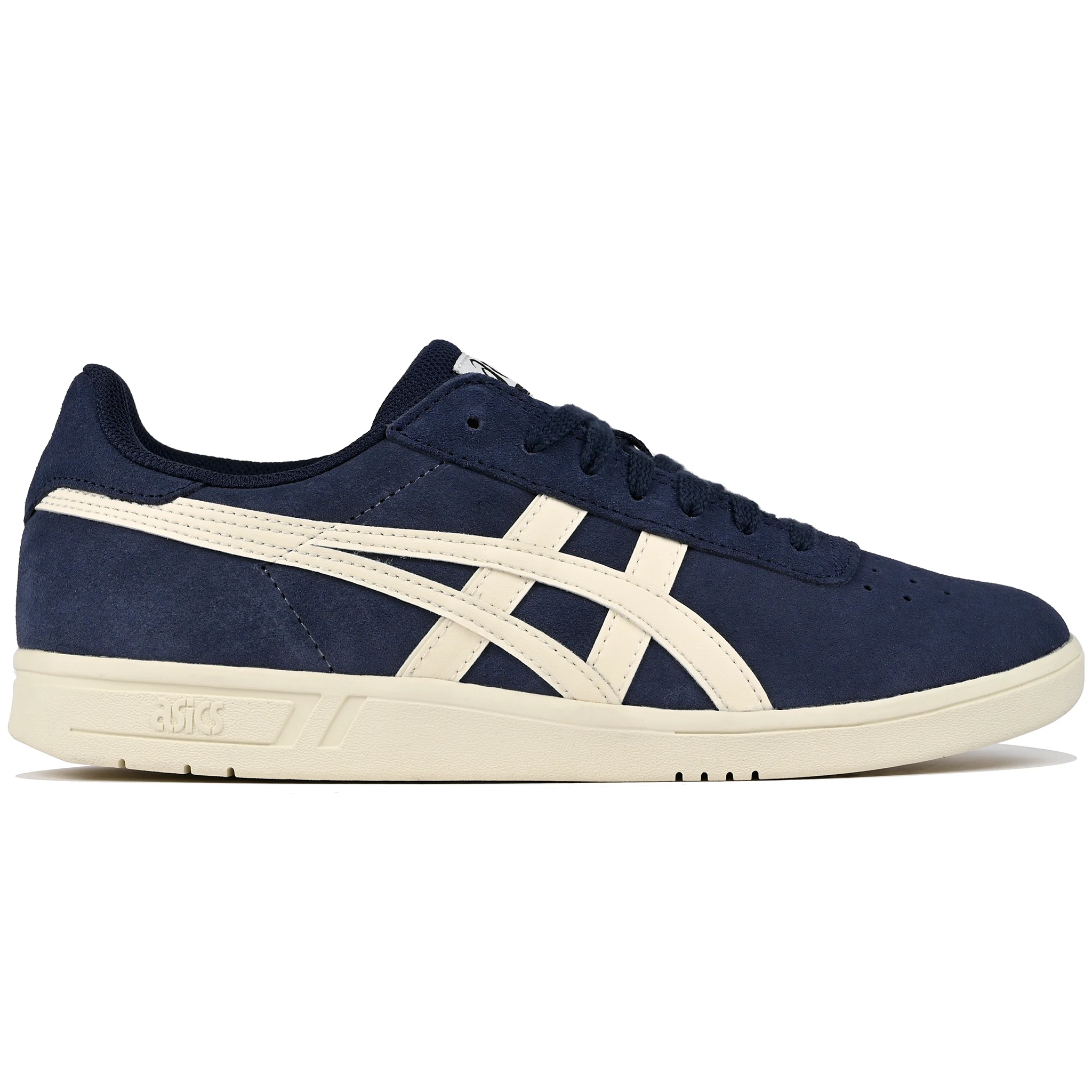 Midnight navy ASICS GEL-Vickka Pro skateboard sneaker with 'Onitsuka' branding on a white background