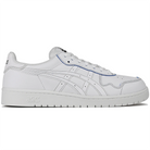 White Asics Skateboarding sneaker with blue accents on a white background