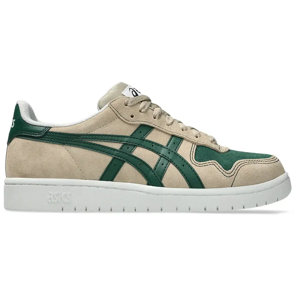 Asics Japan Pro Skateboarding Shoe in crepe and evergreen colors, featuring a retro design updated for skateboarding.