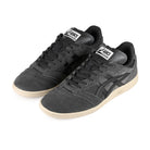A pair of Graphite Grey Asics Skateboarding Leggerezza FB men's skateboard sneakers with Onitsuka branding on a white background