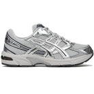 Glacier grey and pure silver ASICS sportstyle GEL-1130 sneaker with 'Onitsuka' branding on a white background