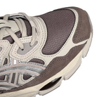 Toe box of Cocoa brown ASICS GEL-NYC sportstyle sneaker with silver 'Onitsuka' branding on a white background