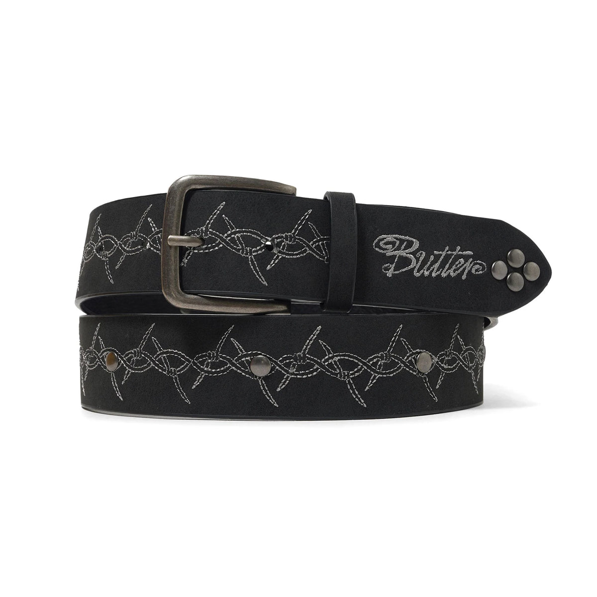 Butter Goods Barbed Wire Studded Belt - Black | No-Comply Skateshop