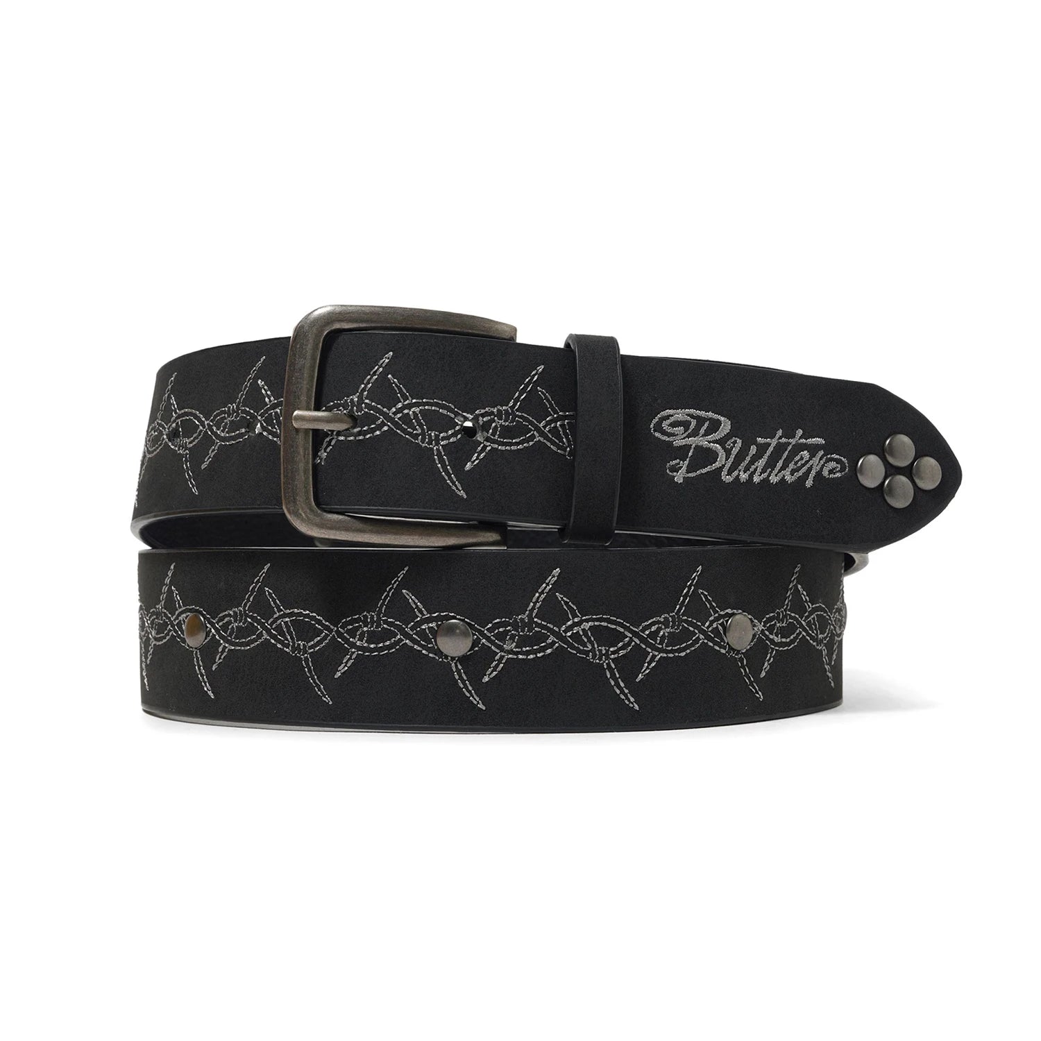 Butter Goods Barbed Wire Studded Belt - Black | No-Comply Skateshop