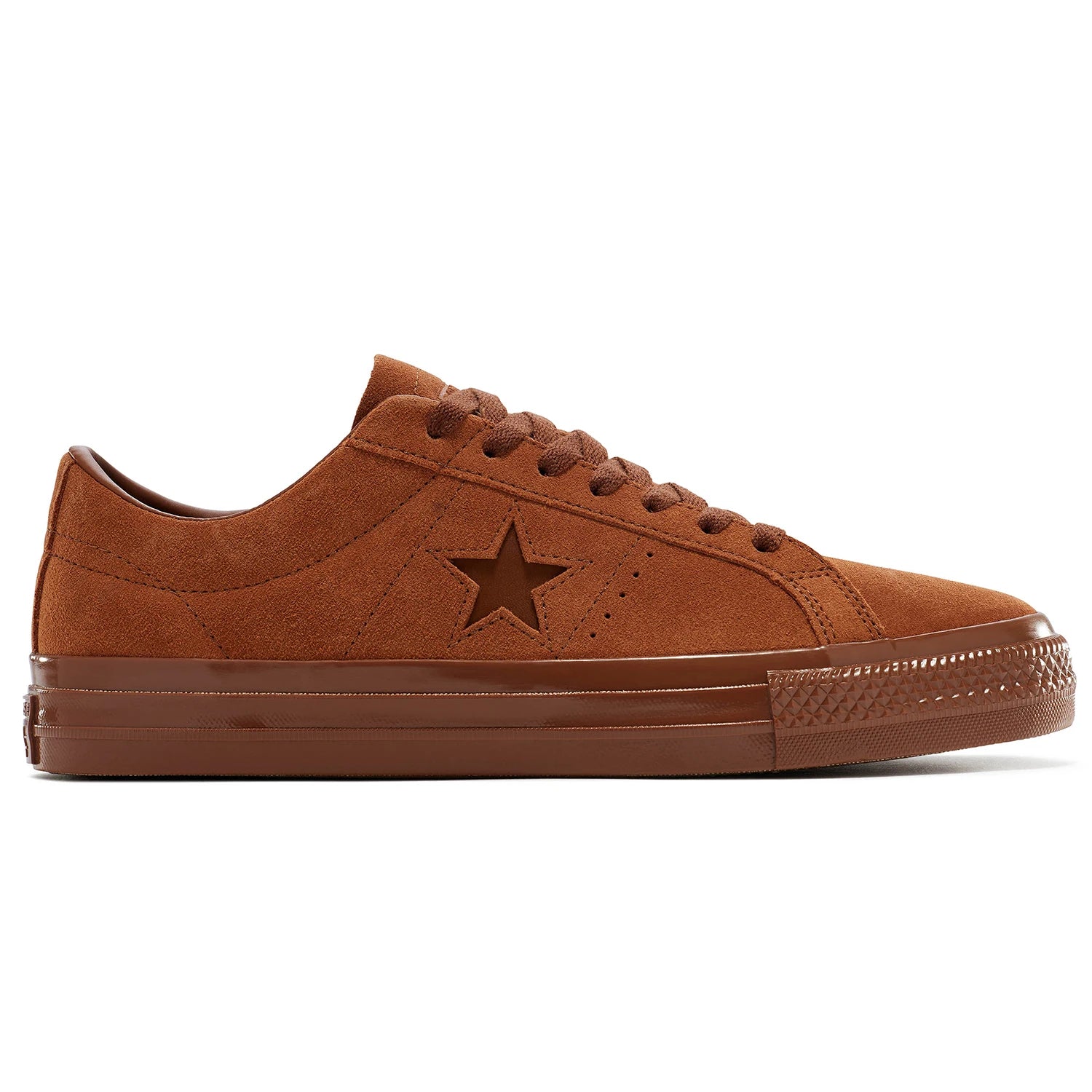 Converse CONS One Star Pro OX dark brown sneaker with a star logo and brown sole on a white background