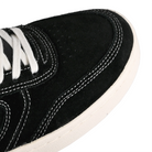 Toe box of Black white white Emerica Skateboarding KSL III Kevin 'Spanky' Long pro model skateboard sneaker on a white background
