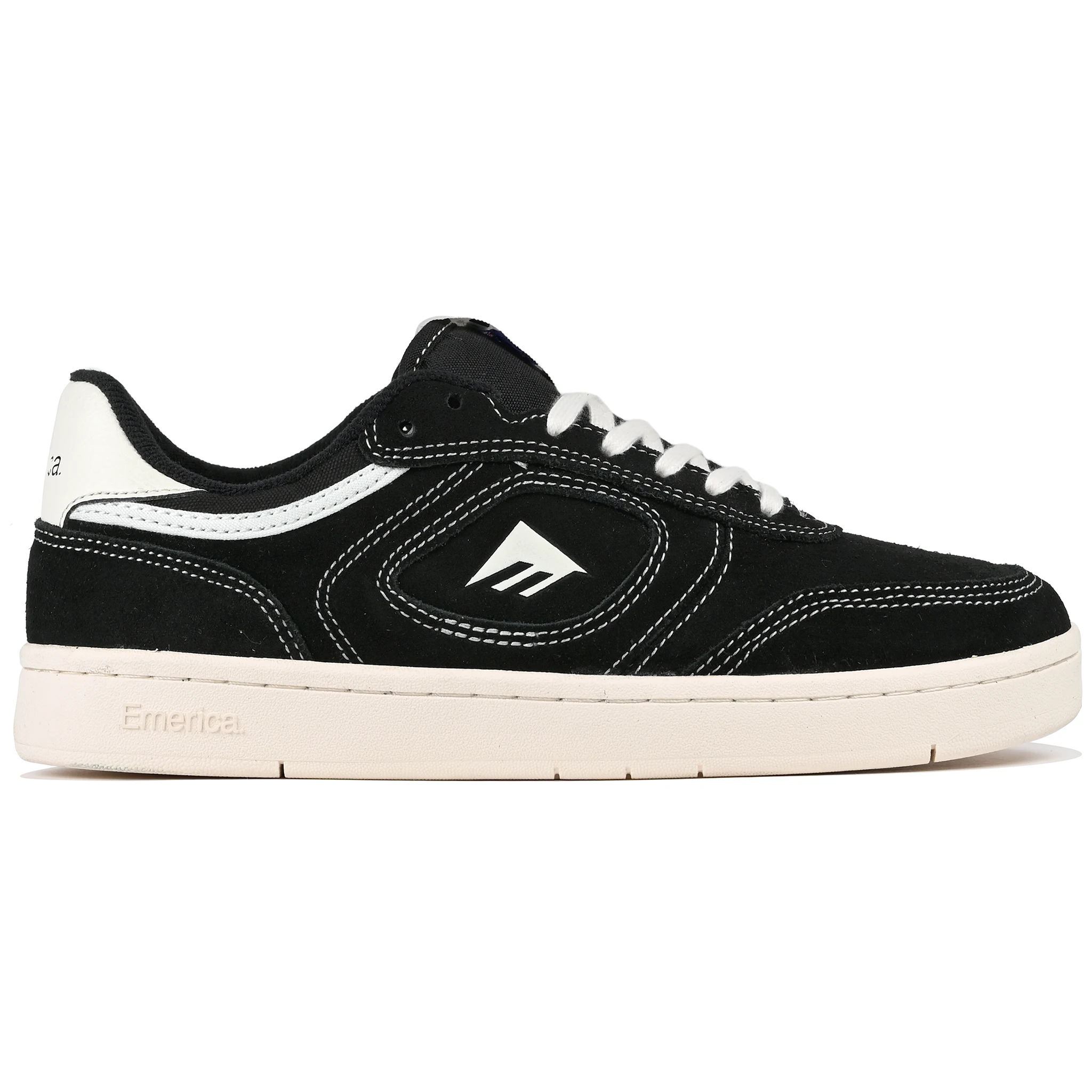 Black white white Emerica Skateboarding KSL III Kevin 'Spanky' Long pro model skateboard sneaker on a white background