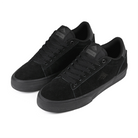 A pair of Black black Emerica Skateboarding Moca skateboard sneakers on a white background.
