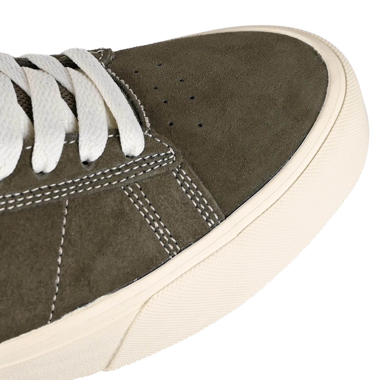 Toe box of Clove Emerica Skateboarding Moca men's skateboard sneaker on white background