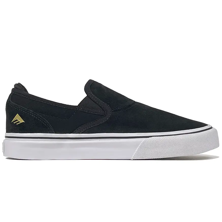Emerica Wino G6 Slip On Skateboarding Shoe - Black/White/Gold