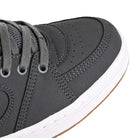 Close-up of an éS Skateboarding gray Accel mens sneaker with white sole on a white background