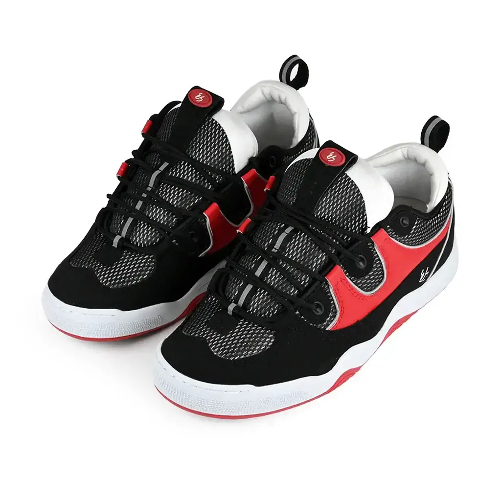 éS Two Nine 8 Skateboarding Shoe in black and red, featuring iconic design and modern updates for skate enthusiasts.