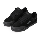 Black Etnies Skateboarding sneakers with a brand logo on a white background