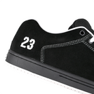 Close up of Black and white Etnies SAL23 men's skateboarding sneaker with number 23 on a white background