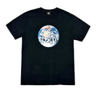 Black Late Nite Stars World Tee Shirt featuring logo screen-printed on center chest, made of mid-weight cotton.
