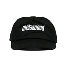 Front of a Black Metalwood Studio embroidered Logo hat on a white background