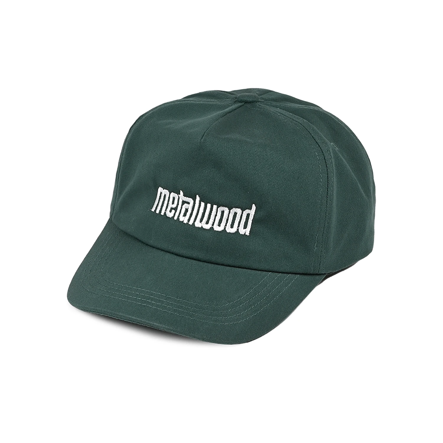 Spruce green cap with 'Metalwood' logo on a white background