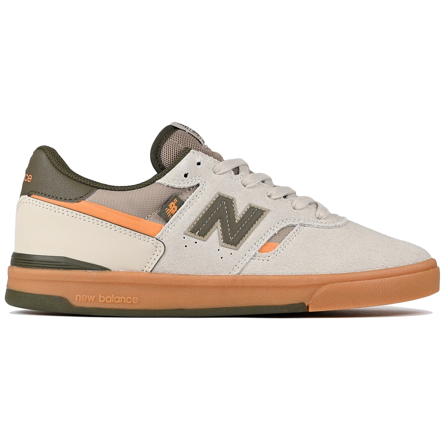 Timberwolf and dark moss New Balance Numeric NM306 Cup Jamie Foy pro model men's skateboard sneaker on a white background