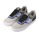 A pair of Fairweather blue and sandstone New Balance Numeric NM306 Jamie Foy pro model men's skateboard sneakers on a white background