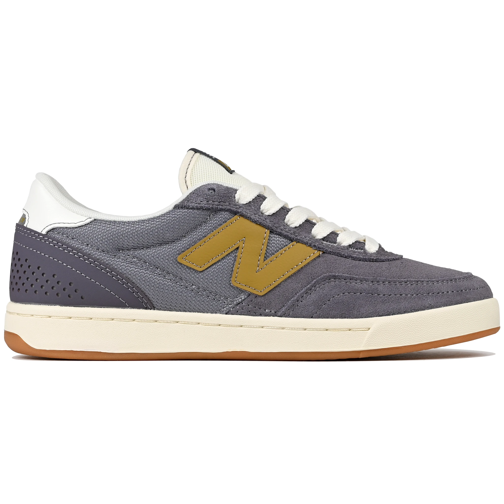 Neptune Grey New Balance Numeric NM440 skateboarding sneaker with sea moss branding on a white background