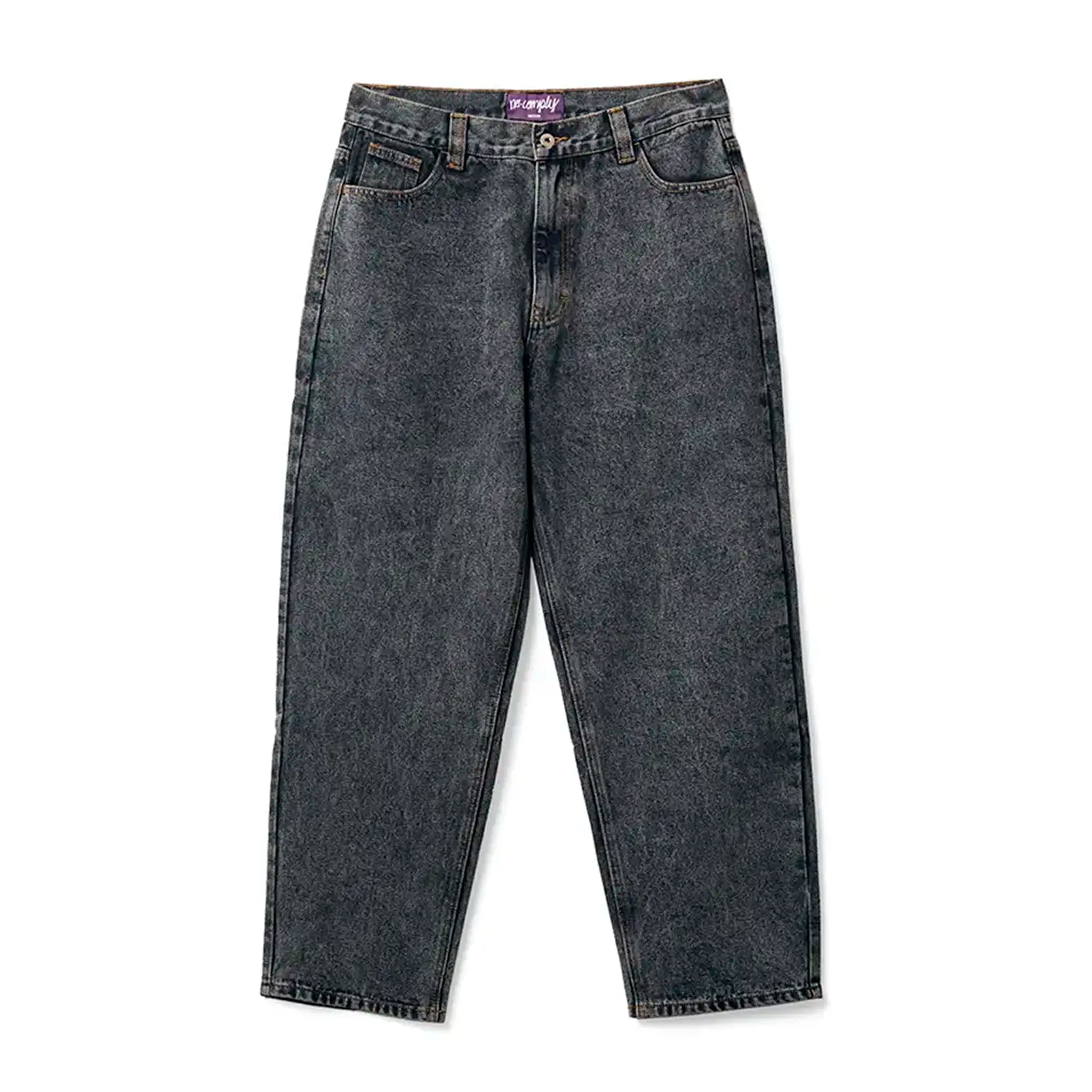 Front view of Black Wash No-Comply Loose Fit denim jeans on a white background