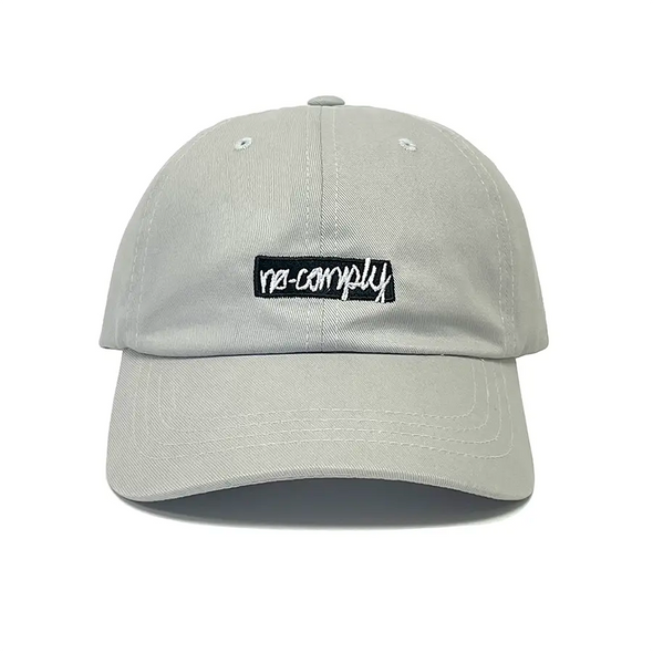 No-Comply Script Box Logo Dad Hat - Grey