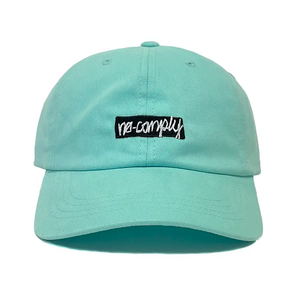 No-Comply Script Box Logo Dad Hat - Aqua