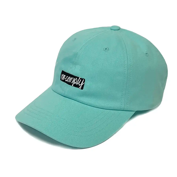 No-Comply Script Box Logo Dad Hat - Aqua