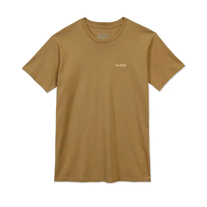 No-Comply Script Embroidered Tee Shirt - Khaki