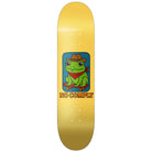 Yellow No-Comply Skateshop Skate Frog skateboard deck on a white background