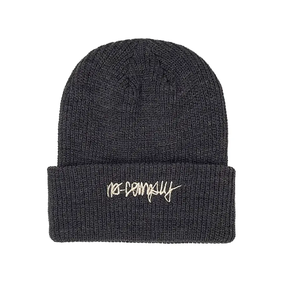 No-Comply Script Check Beanie - Dark Grey