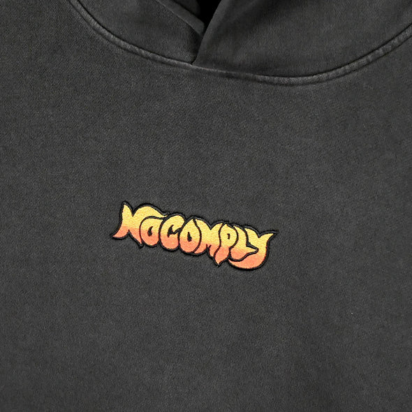 No-Comply Flames Hoodie - Washed Black