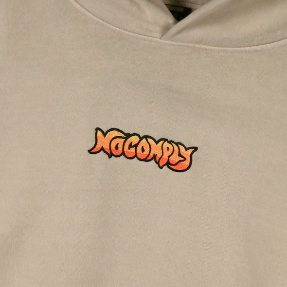 No-Comply Flames Hoodie - Washed Tan