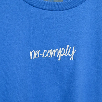 No-Comply Embroidered Script Youth Tee Shirt - Royal Blue