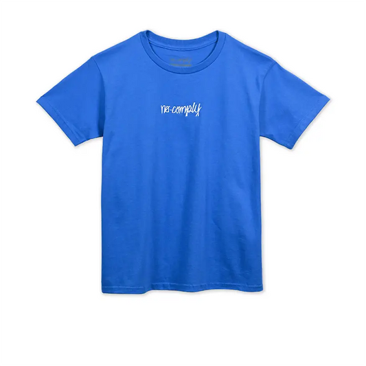 No-Comply Embroidered Script Youth Tee Shirt - Royal Blue