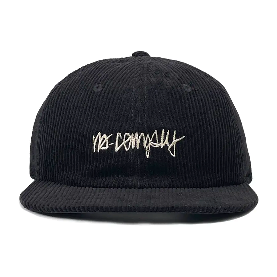 No-Comply Script Check Corduroy Hat - Black