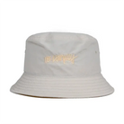 Bone No-Comply Script Check nylon bucket hat featuring embroidered logo, stylish and versatile accessory for any outfit.
